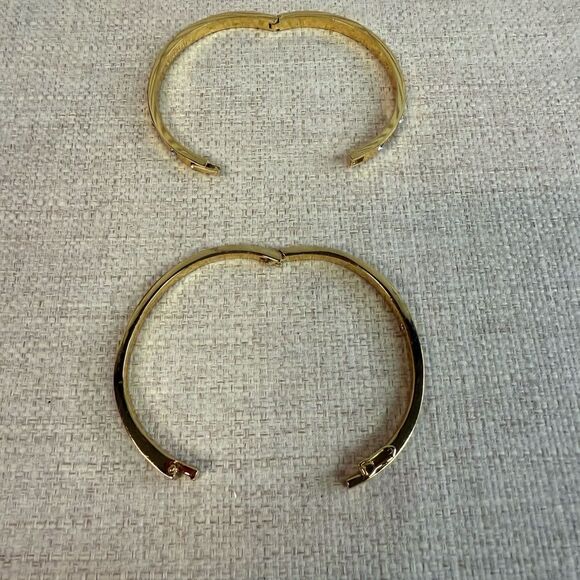 Kate Spade Black Gold Crystal Hinged Bracelets Set of 2 - Picture 6 of 6